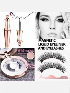 M5 MAGNETIC Reuseable Eyelashes & Eyeliner Kit in BLACK DIAMOND NWT